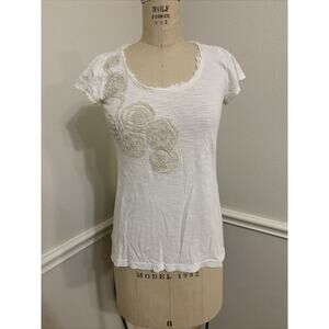 Ann Taylor Loft Petites Blouse Size SP White With Design